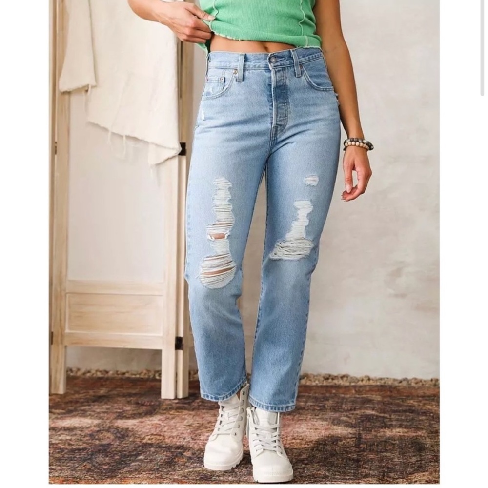Levi’s 501 cropped high waist Ojai Ring denim jeans NWT - Picture 2 of 12